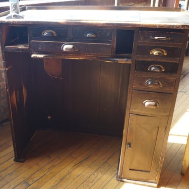 Antique Multi Drawer Watch Repair Desk w Vice