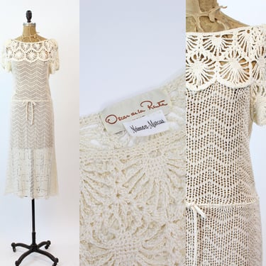 1970s OSCAR de la RENTA knit crochet dress small medium | new spring summer 