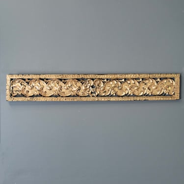 Long Heavily Carved Gold Painted Architectural Carving