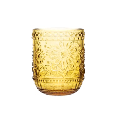 Embossed Drinking Glass, Amber Color