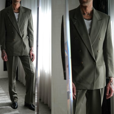 Vintage 90s Giorgio Armani Le Collezioni Sage Double Breasted Suit Unworn w/ Tags | Made in Italy | Size 38/48 | 1990s Armani Designer Suit 