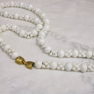 1960s Monet White Bead Necklace 