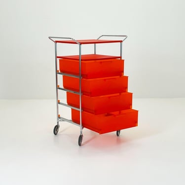 Design Kartell “Mobil” Storage Unit in Orange PMMA & Chrome – Antonio Citterio, for Kartell Italy 1990s 