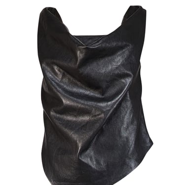 Nanushka - Black Faux Leather Cowl Neckline Sleeveless Top Sz L