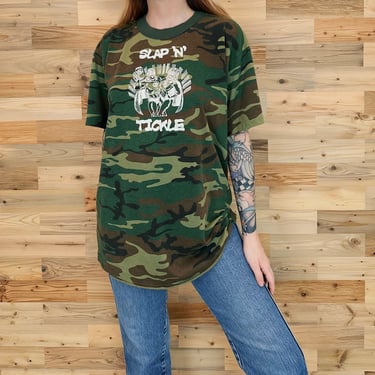 80's Camouflage Slap N Tickle Vintage T Shirt 
