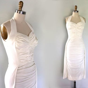 Vintage 1950s Stunning Wedding White Marilyn Wiggle Dress 