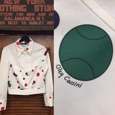 Vintage 1960’s/70’s “Oleg Cassini” Knit Sports Print Jacket, Vintage Jacket, Sports Print, Designer Jacket, Vintage Designer, Vintage 