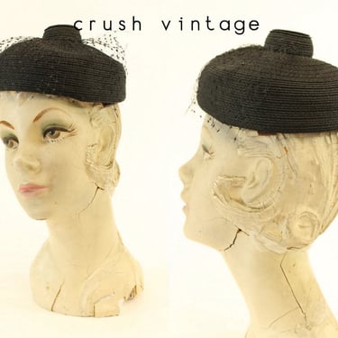 50s Hat I Magnin Emme  / 1950s Vintage Fascinator / Emme Tilt Hat 