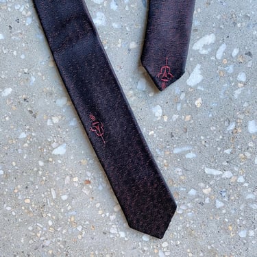 Vintage Black & Red 60s Necktie / 60s Skinny Tie / Skinny Neck Tie / Vintage Red Black 60s Necktie / Vintage Mod Necktie / Pilgrim Menswear 