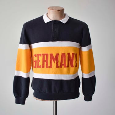 1980s Germany Pullover Sweatshirt / Vintage Polo Sweatshirt / German Flag Pullover / Nutmeg Mills German Sweatshirt / Vintage Fall 