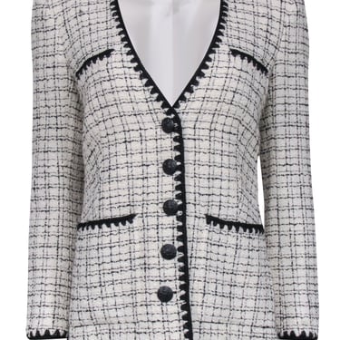 Veronica Beard - White & Black Tweed Button Front Tweed Blazer Sz 6