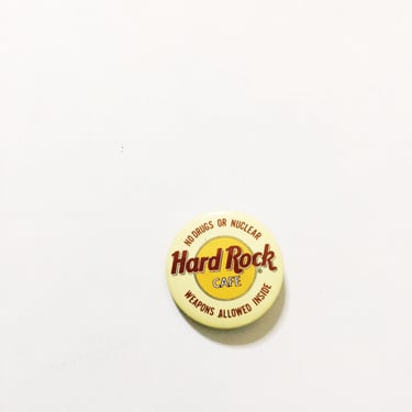 Vintage Hard Rock Cafe Pin No Drugs or Nuclear Weapons Allowed Inside Button Pin Pinback Restaurant Souvenir Funny Humor Rock Star 