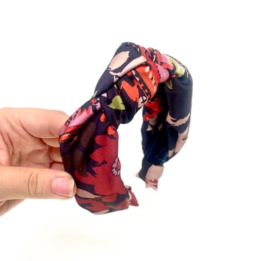 Paisley Satin Headband - Blue / Navy / Burgundy / Red  - tie wrap / Floral / Vacation / satin / printed / 