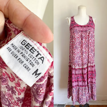 Vintage 1970s Geeta Indian Cotton Gauze Sundress / S 