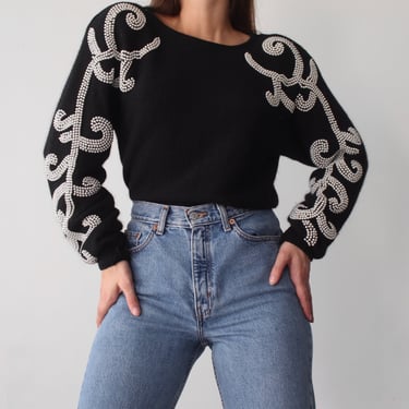 Vintage Silk/Angora Pearl Sleeve Sweater