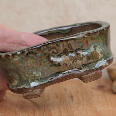 Handbuilt Ceramic Small Mame Plant Pot -Succulent Pot -Bonsai Pot -Fine Ceramic Ware - Original Clay Art -Small Batch Handbuilt Pottery 