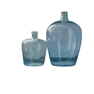 Set of 2 Large Blue Tone Glass Demijohn Jars JB240-30