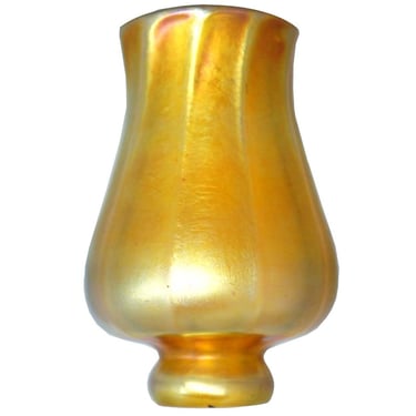 Small Vintage American Art Nouveau Style Gold Iridescent Glass Candlestick Shade 