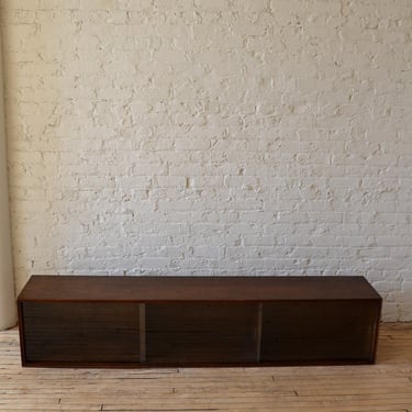 MCM Lane Wall Mountable Solid Walnut Bar / Record / Display / Bookshelf Cabinet