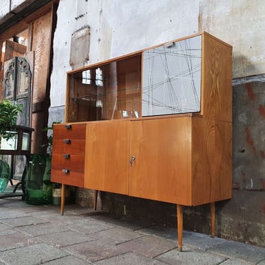 Mid Century Modern Sideboard with Bar Cabinet 
