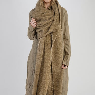 Oversized Textured Wool Blend Scarf with Loop Detail