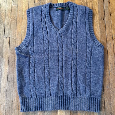 L Sweater Vest 80s Hill and Archer Grey Purple Knit Golf Grandpa Knit 