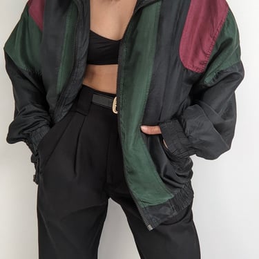 Vintage Colorblock Silk Bomber Jacket