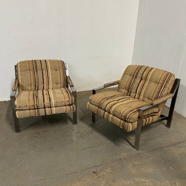 Pair of Mid-Century Modern Cy Mann Flat Bar Lounge Chairs 