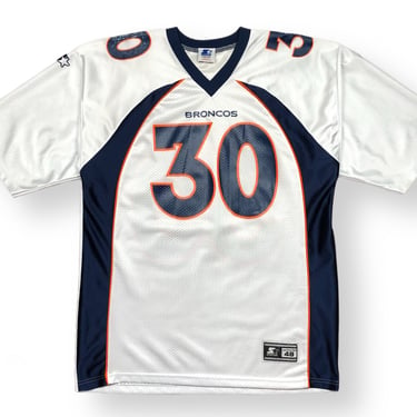 Vintage 1995 Starter Denver Broncos Football Terrell Davis #30 White Alternate/Away NFL Jersey Size Large/XL 
