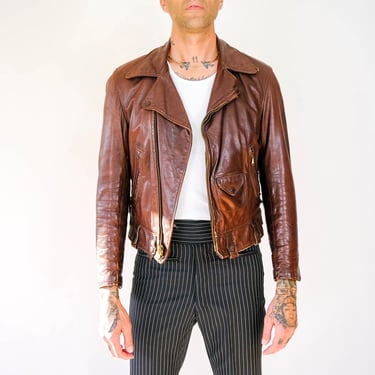 Vintage 60s GOLDEN BEAR Dark Brown Leather Motorcycle Jacket | Made in California, USA | Perfecto, Biker | 1960s Designer Leather Jacket 