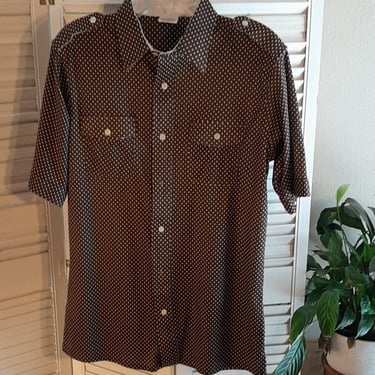 Vintage 70s/80s  Button Down Epaulet Shirt from David Langmar Beverly Hills / M/L 