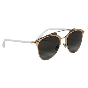 Christian Dior - White &amp; Gold Aviator Sunglasses