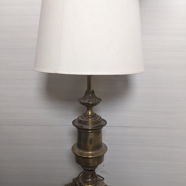 Vintage Stiffel Brass Lamp with Shade 12.25 x 32