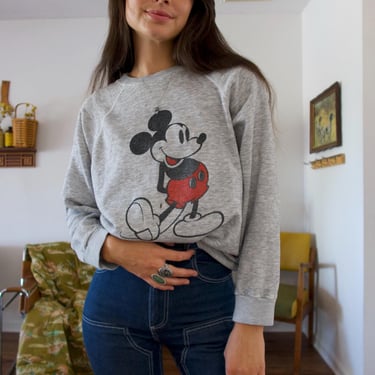 Vintage 70's 80's Disney Mickey Mouse Fleece Pullover Sweatshirt 