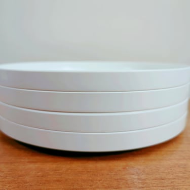 Vintage Heller (4) White Dinner Plates | Massimo Vignelli | 9 7/8" Melamine Plates | Mod | 1970s 