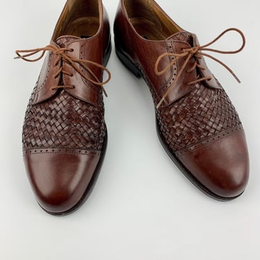 1960's Dress Shoes - Quality Brown Leather - Woven Leather Details - Made in Italy - Leather Lined - Men's Size 10M 