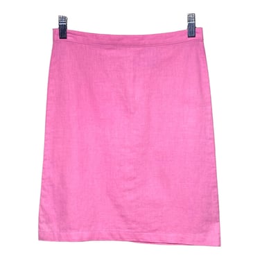 Linen Pencil Skirt Pink High Waisted Skirt Vintage 2000s United Colors of Benetton Slim Fit Fitted Above The Knee Skirt XS Size 0/2 