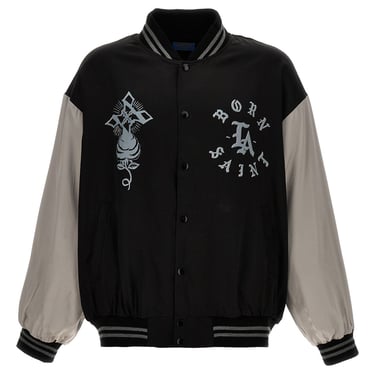 Saint Mxxxxxx Men Printed Satin Bomber Jacket