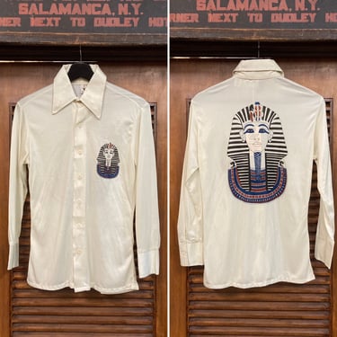 Vintage 1970’s King Tut Disco Shirt, 70’s Shirt, 70’s Disco Top, 70’s King Tut, Ancient Egypt, Vintage Clothing 