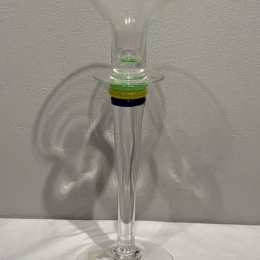 Vintage Barovier & Toso Glass Candlestick Holder BAG Series, green table decor, retro table settings, modern candlestick holders 