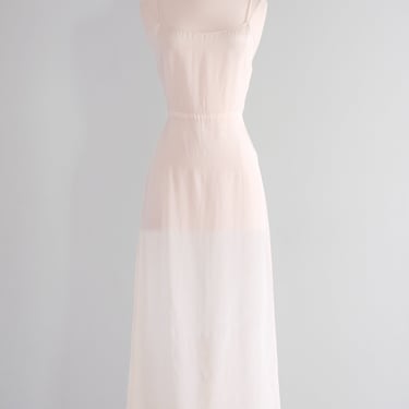 Dreamy 1930's Ivory Silk Full Length Slip Dress / Sz M