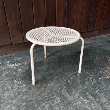 Vintage EMU Perforated Side Table Tri-Leg White Mid-Century Modern 