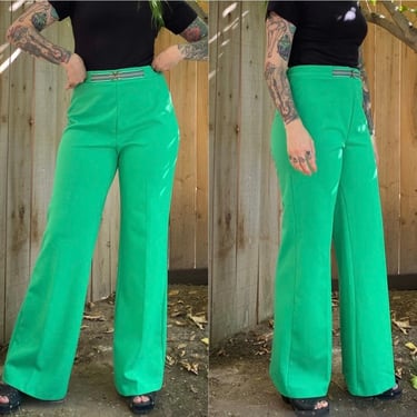 Vintage 1970’s Bright Green Pants retro 70s 
