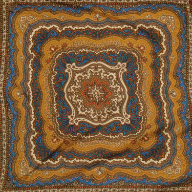 Vintage blue and gold Paisley Silk Neckerchief