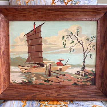 Vintage Paint By Number Chinoiserie Painting 