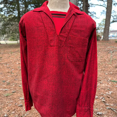 1950s Red Flecked Flannel Pullover Vintage Menswear Mint 