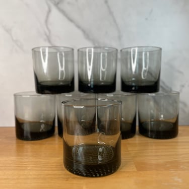 Elegant Smoky Gray Old Fashioned Glasses Set with Bumpy Waffle Base, 8 Pieces 