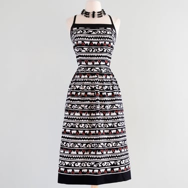1980’s Batik Inspired Striped Cotton Sun Dress by Lanz  / Sz S/M