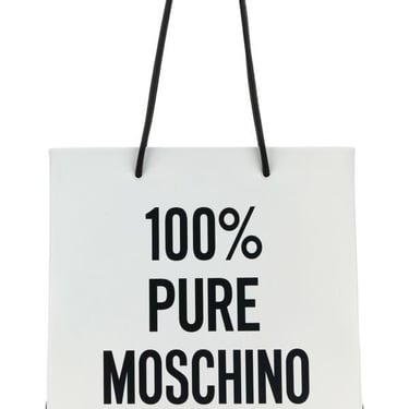 Moschino Women White Leather 100% Pure Moschino Shopping Bag