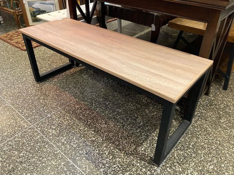 Industrial bench. Metal base 48.5” x 17” x 18.5” Call 202-232–8171 to purchase